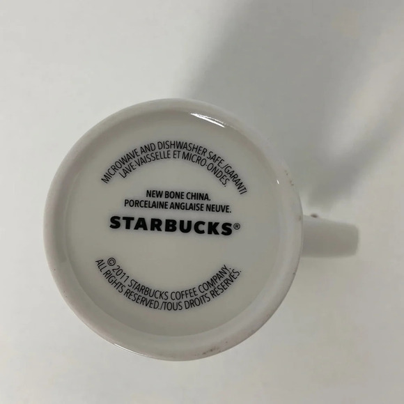 Starbucks Coffee Tea Mug Bone China Winter Airplane Snowflakes 8 oz. Blue White - Picture 6 of 8